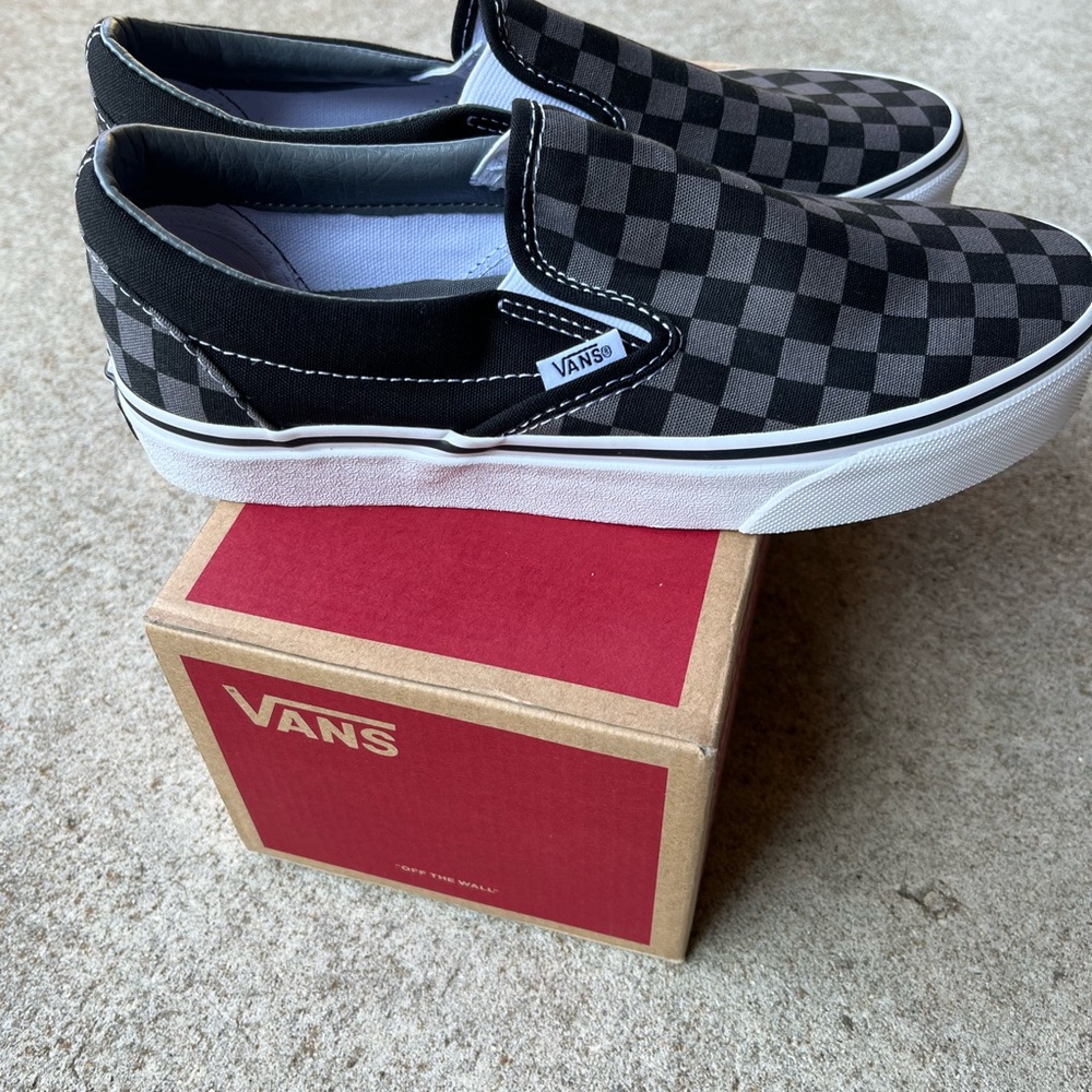 Vans black checkerboard classic slip on sneakers shoes sz 8 - Picture 3 of 7